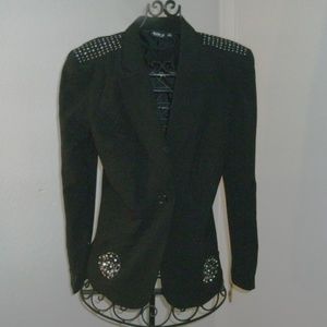 Studs & Rhinestones Embellished Blazer by Allen B